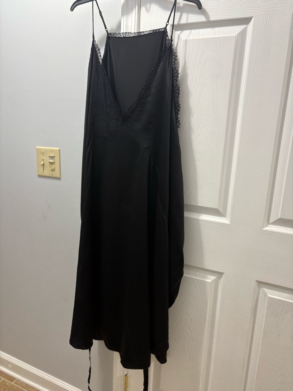 MM6 Maison Margiela Black Slip Dress with Lace Trim Size P- Fits Medium